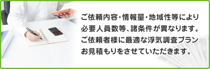 浮気・素行調査の料金について